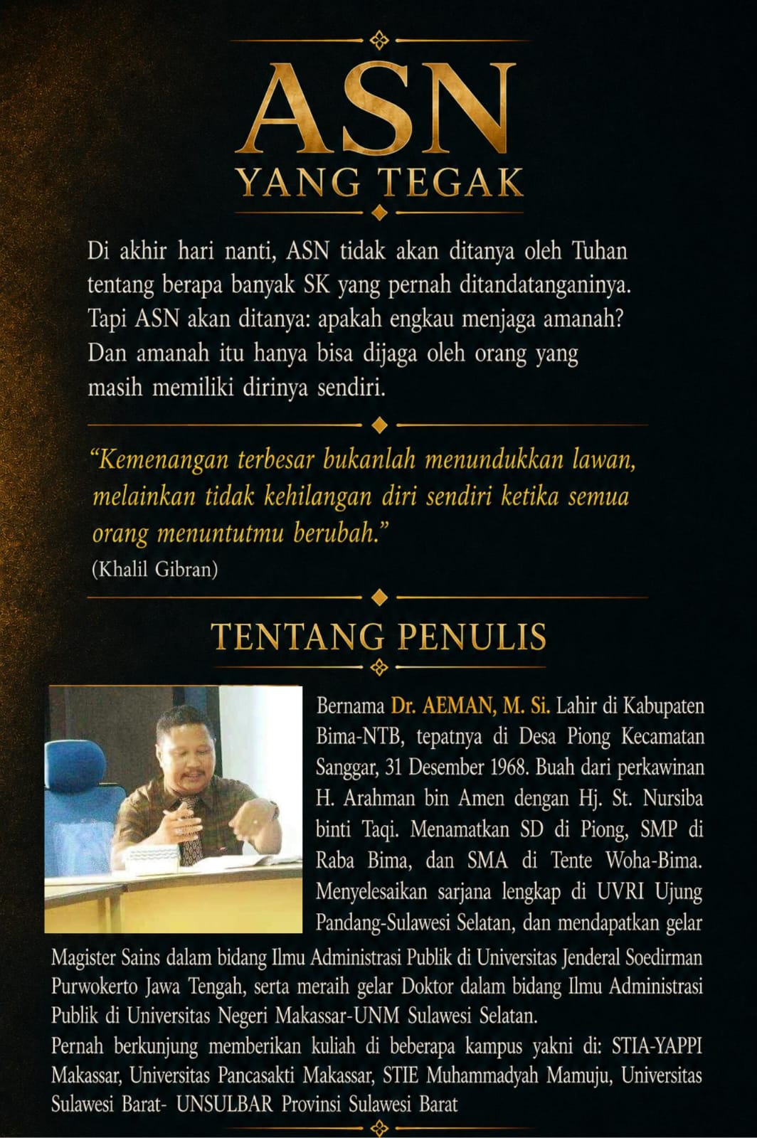 Sampul belakang buku ASN Yang Tegak
